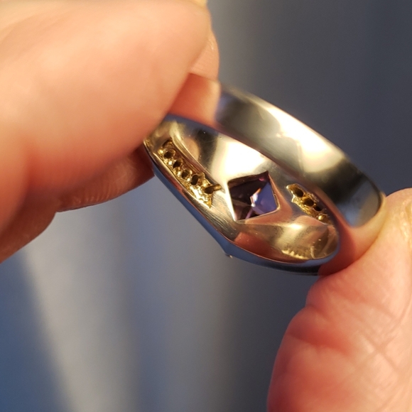 Sterling 925 Silver, lab created amethyst and opal - Picture 5 of 5